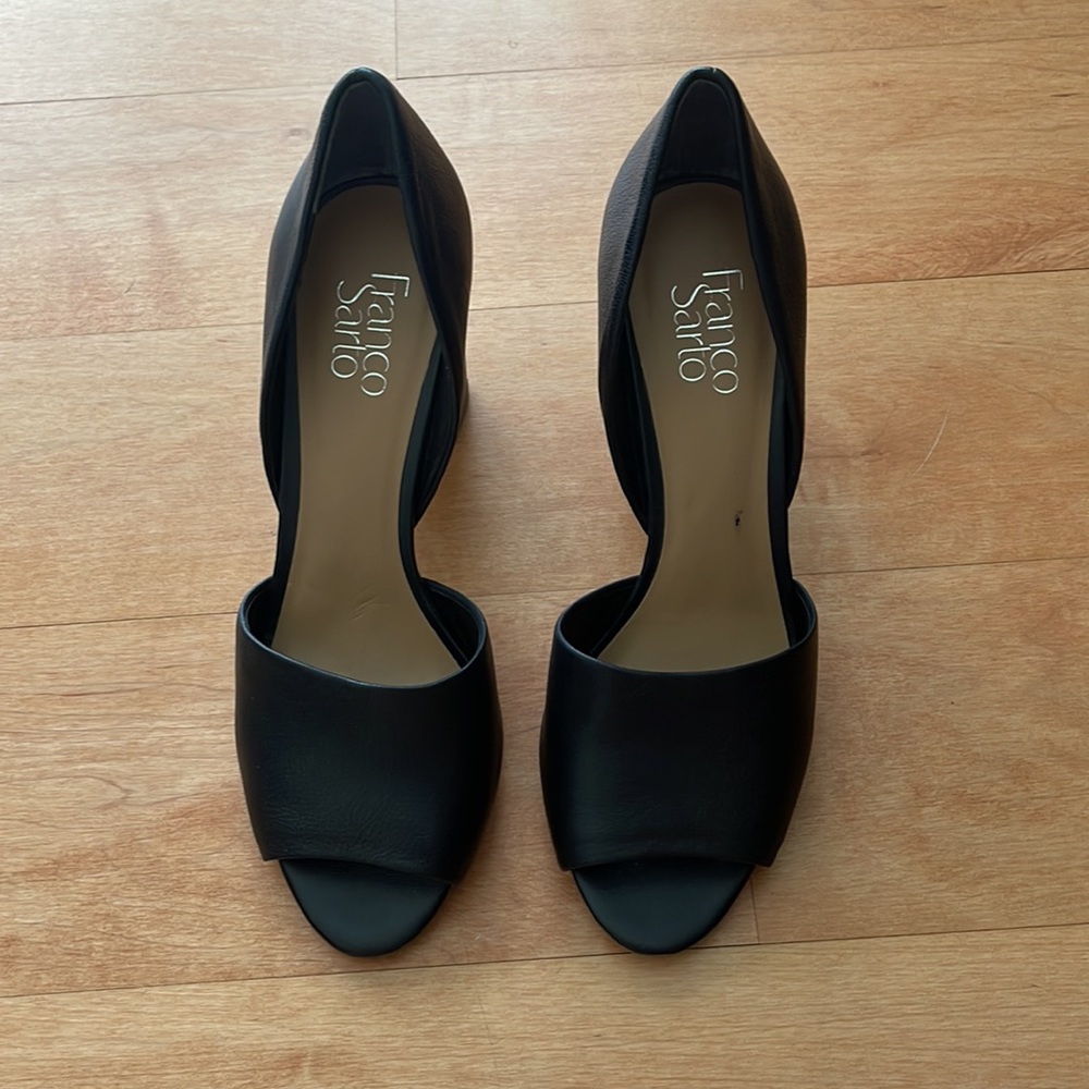 Franco Sarto Emma Leather Open Toe Pumps, 9 - Picture 2 of 6